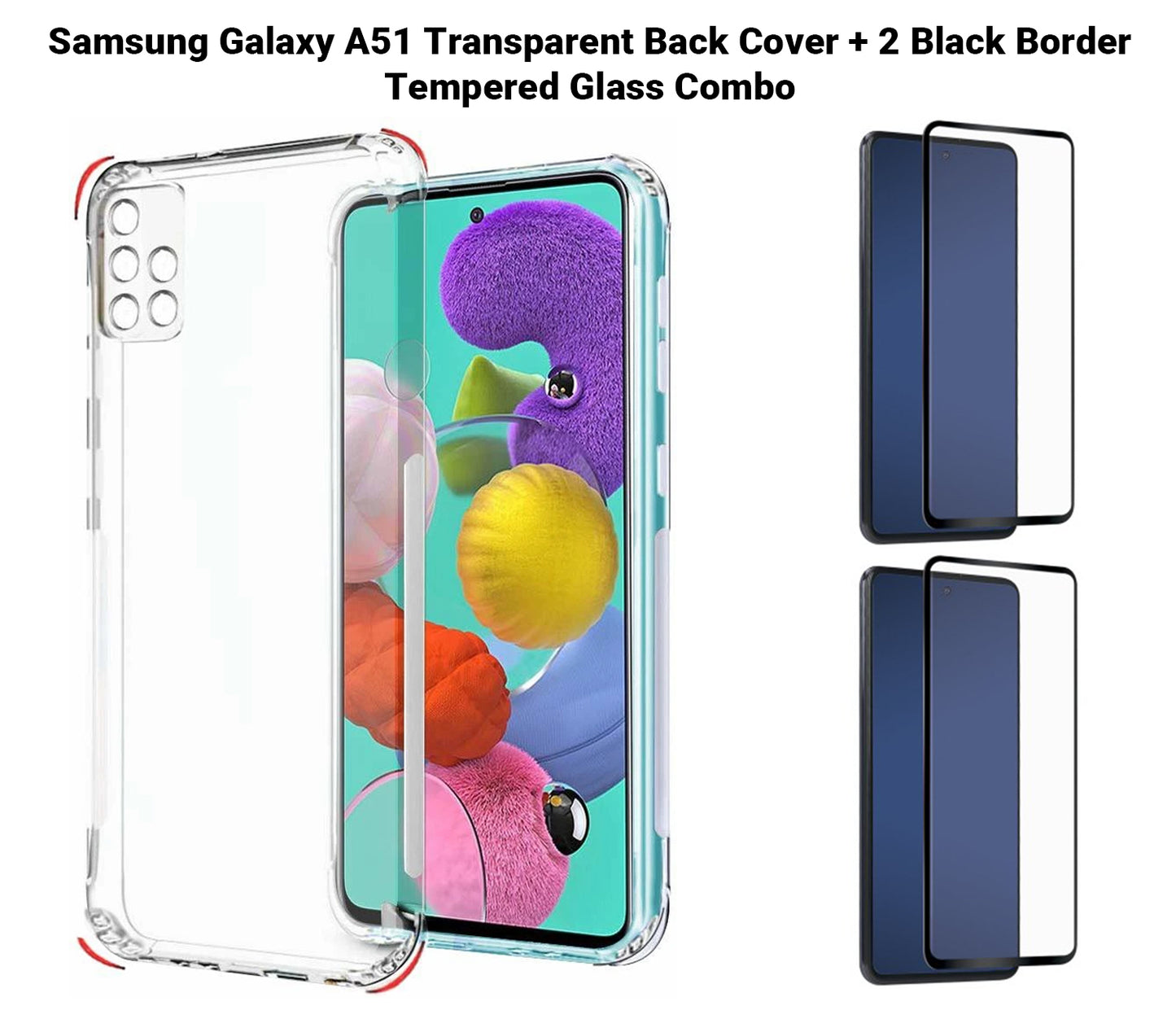 VAKIBO Super Premium Soft TPU Transparent Case With Dustplug,Side Grip,Corner Protection,lanyard Cuts,Camera Protection Suitable for Samsung A51