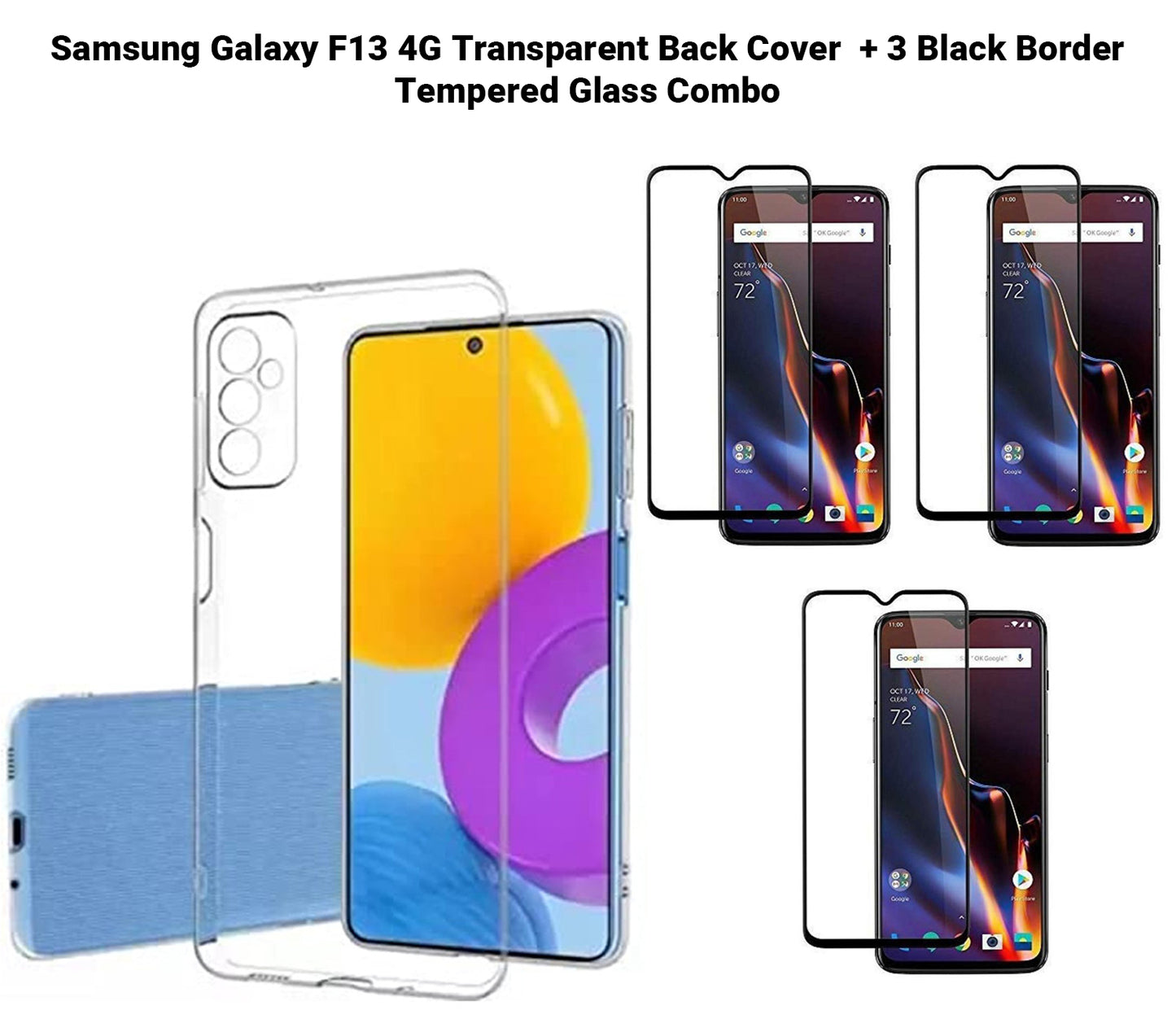 VAKIBO Super Premium Soft TPU Transparent Case With Dustplug,Side Grip,Corner Protection,lanyard Cuts,Camera Protection Suitable for Samsung F13 4G