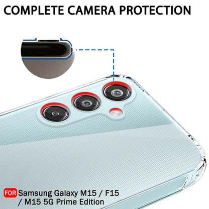 VAKIBO Premium Clear 1.5MM Thick Transparent Soft TPU Rubber Back Cover Case With Camera Protection Suitable for Samsung Galaxy M15