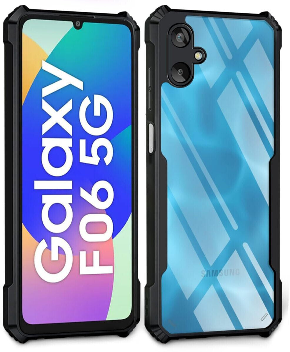 VAKIBO Best Selling Black and Transparent Back Cover Case Made With Soft TPU and Acrylic With 4 Corner and Camera Protection Suitable for Samsung Galaxy M06