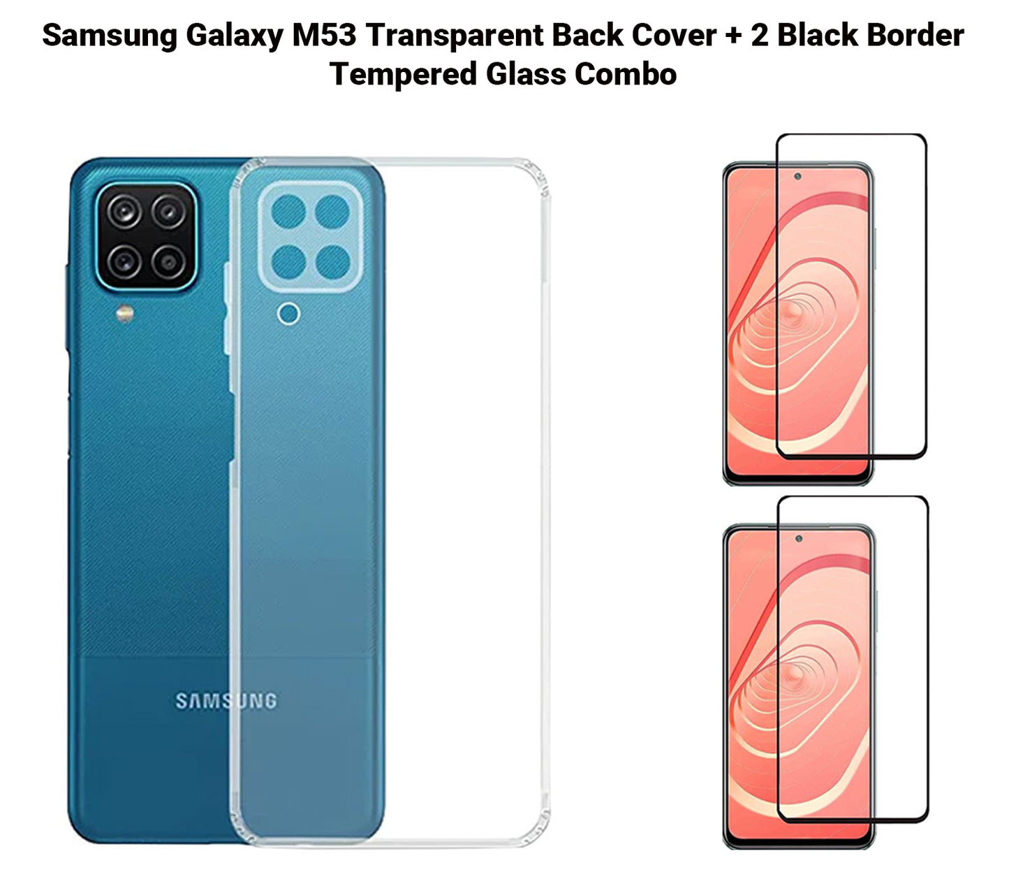 VAKIBO Super Premium Soft TPU Transparent Case With Dustplug,Side Grip,Corner Protection,lanyard Cuts,Camera Protection Suitable for Samsung M53