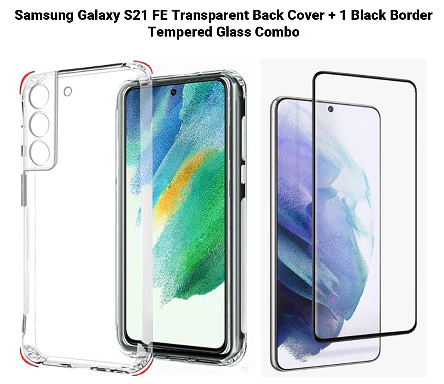 VAKIBO Super Premium Soft TPU Transparent Case With Dustplug,Side Grip,Corner Protection,lanyard Cuts,Camera Protection Suitable for Samsung S21 FE