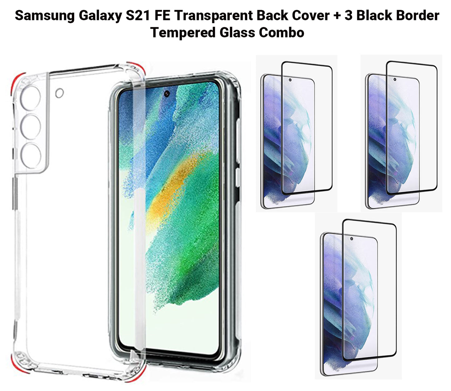 VAKIBO Super Premium Soft TPU Transparent Case With Dustplug,Side Grip,Corner Protection,lanyard Cuts,Camera Protection Suitable for Samsung S21 FE