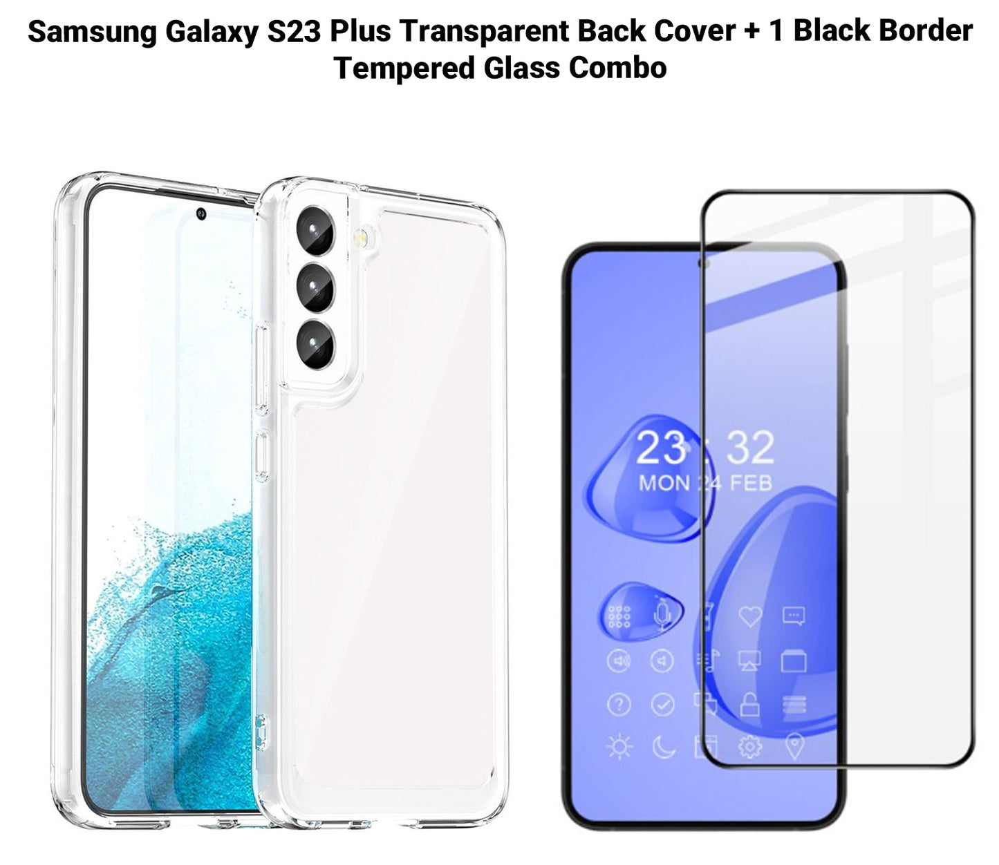 VAKIBO Super Premium Soft TPU Transparent Case With Dustplug,Side Grip,Corner Protection,lanyard Cuts,Camera Protection Suitable for Samsung S23 Plus