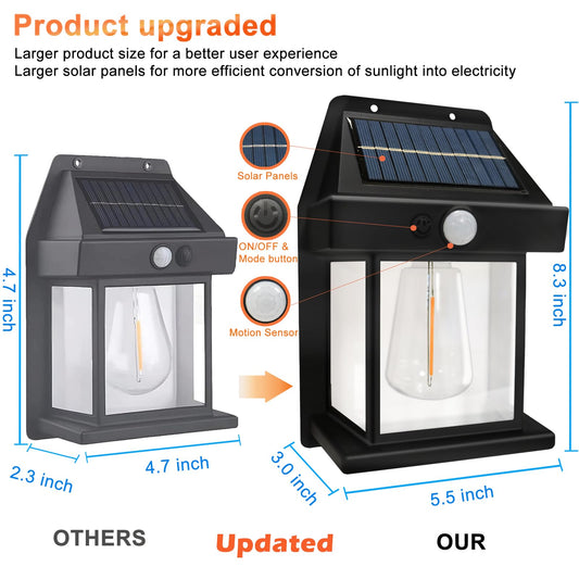 Outdoor Solar Wall Lamp Waterproof Tungsten Design LED Lamp Single Light- BLACK