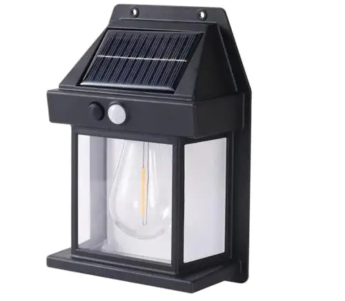 Outdoor Solar Wall Lamp Waterproof Tungsten Design LED Lamp Single Light- BLACK