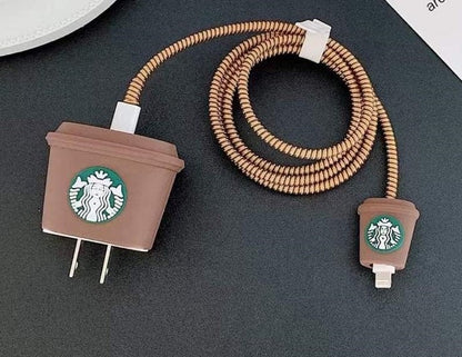 Compatible for iPhone Charger Case Cover,Silicone Charger Case Cover Compatible for 18-20W 360 Degree Full Protection Cover (Starbucks)