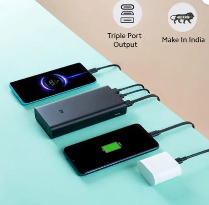 Xiaomi Power Bank 3i 20000mAh 18W Super Fast Charging PD | Power Delivery | Type C Input & Output |Triple Output Ports | Supports Android,Apple, Tablets, Earbuds, Watches etc