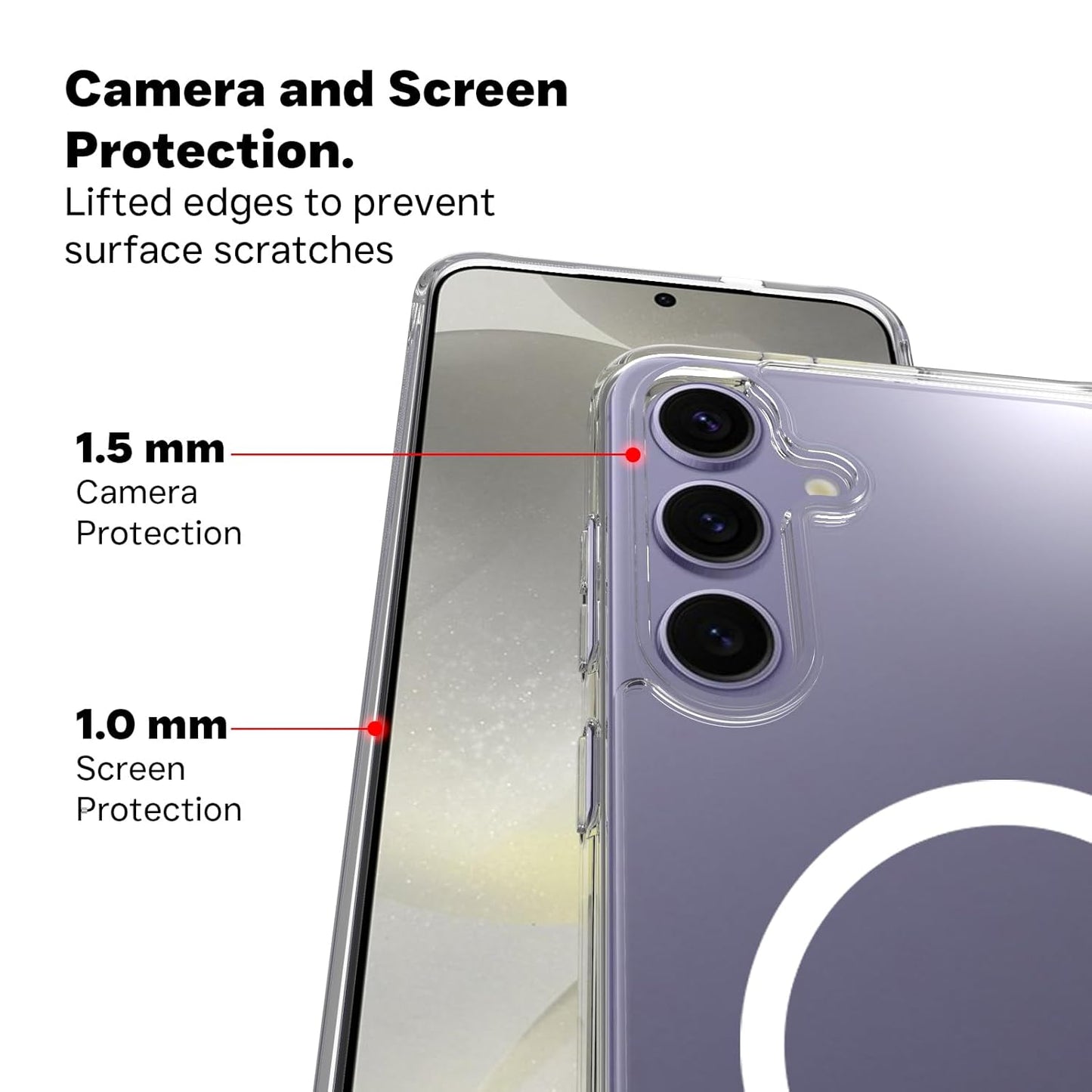 VAKIBO Megnatic Magsafe Transparent Coloured Soft with Hard back Back Cover Case With Camera Protection Ring Suitable for Samsung Galaxy S24