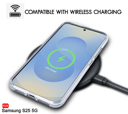 VAKIBO Megnatic Magsafe Transparent Coloured Soft with Hard back Back Cover Case With Camera Protection Ring Suitable for Samsung Galaxy S25