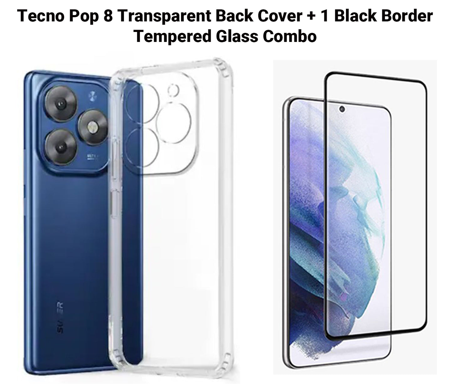 VAKIBO Premium Clear 1.5MM Thick Transparent Soft TPU Rubber Back Cover Case With Camera Protection Suitable for Tecno Pop 8