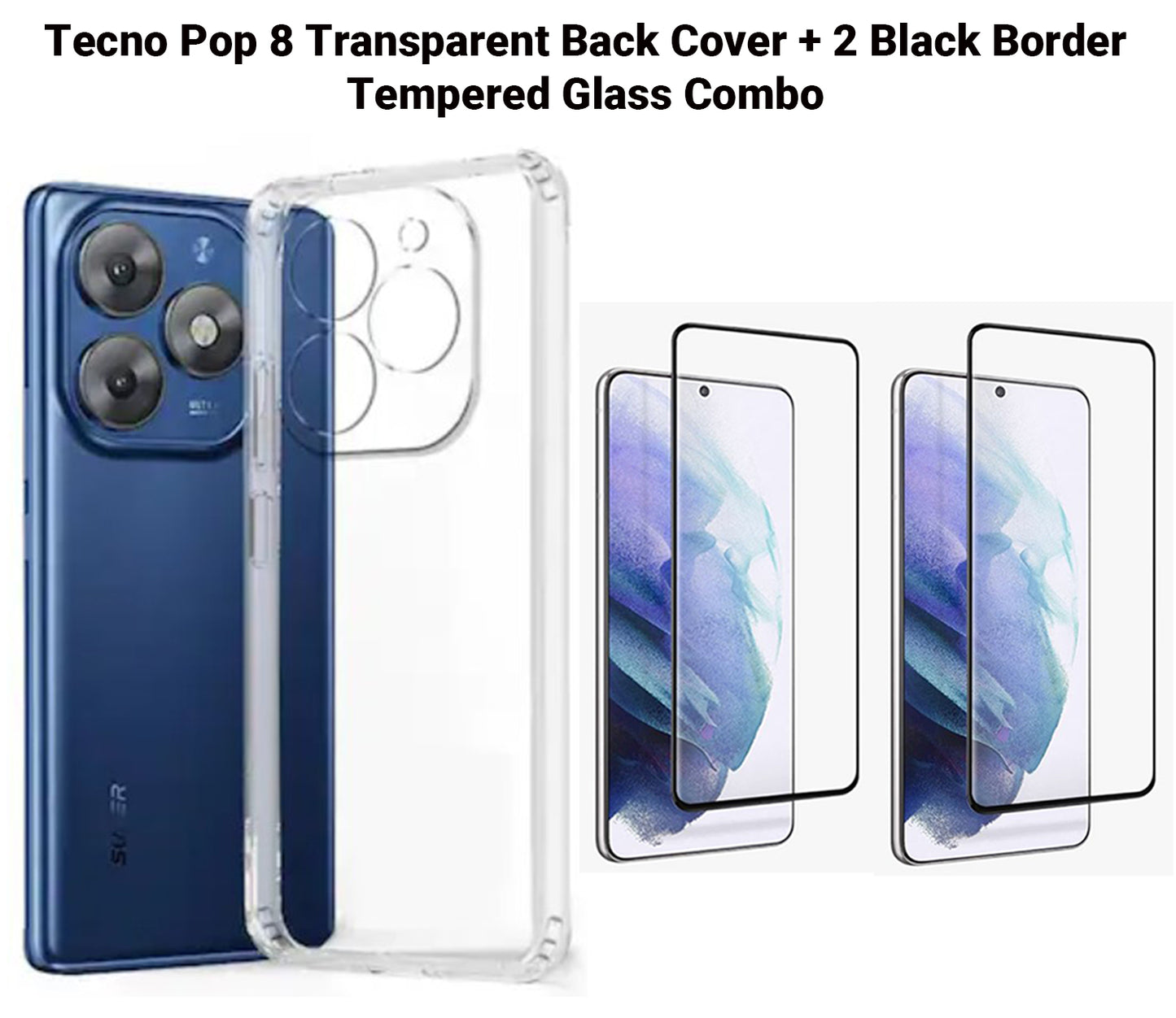 VAKIBO Premium Clear 1.5MM Thick Transparent Soft TPU Rubber Back Cover Case With Camera Protection Suitable for Tecno Pop 8