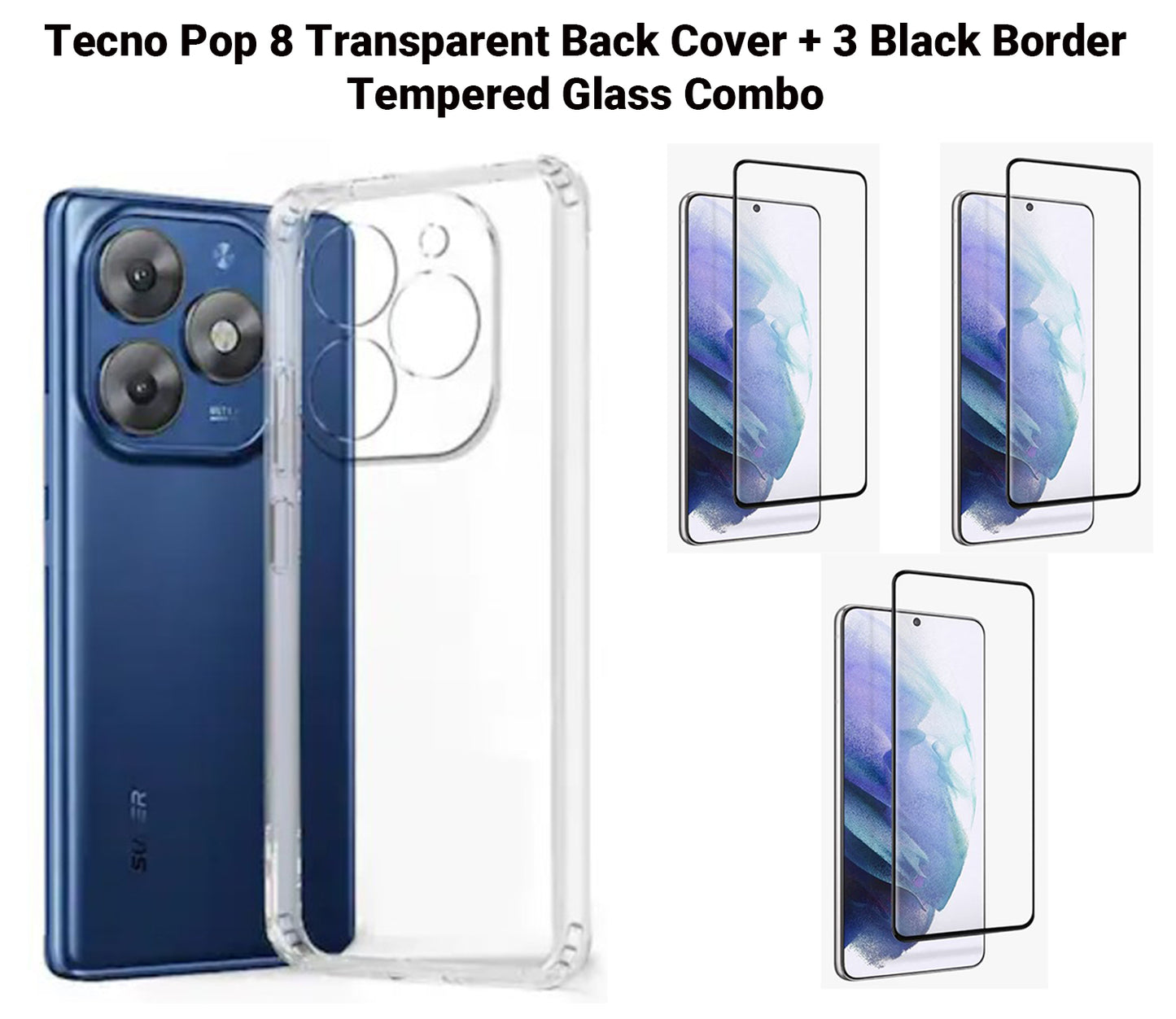 VAKIBO Premium Clear 1.5MM Thick Transparent Soft TPU Rubber Back Cover Case With Camera Protection Suitable for Tecno Pop 8