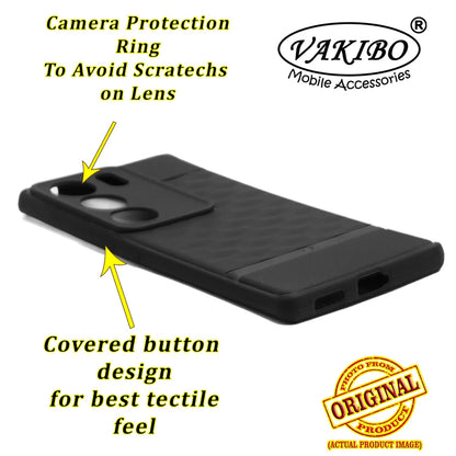 VAKIBO Parallax Design Black Coloured Soft TPU Rubber Back Cover Case With Camera Protection Ring Suitable for Vivo V29 Pro