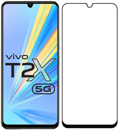 Super Premium Quality Tempered Glass Screen Guard Protector With Black Border Suitable For Vivo T2X 5G
