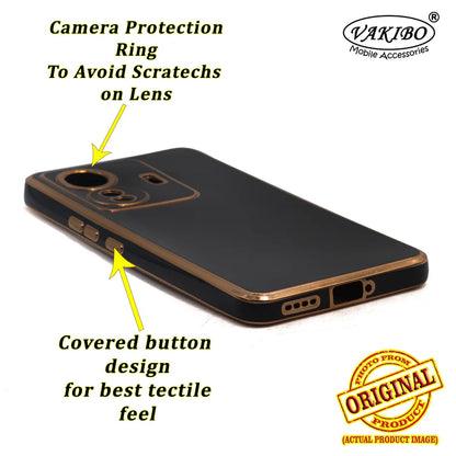 VAKIBO Golden Chrome Border Black Coloured Soft TPU Back Cover Case With Camera Protection Suitable for Iqoo Z6 pro