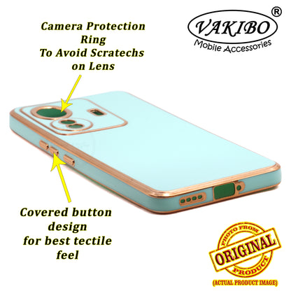 VAKIBO Golden Chrome Border Pista Coloured Soft TPU Back Cover Case With Camera Protection Suitable for Vivo T1 Pro