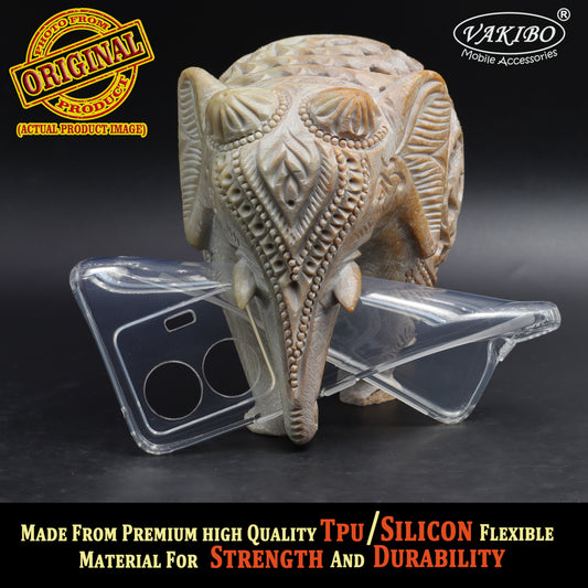 VAKIBO Super Premium Soft TPU Transparent Case With Dustplug,Side Grip,Corner Protection,lanyard Cuts,Camera Protection Suitable for Vivo T1 Pro