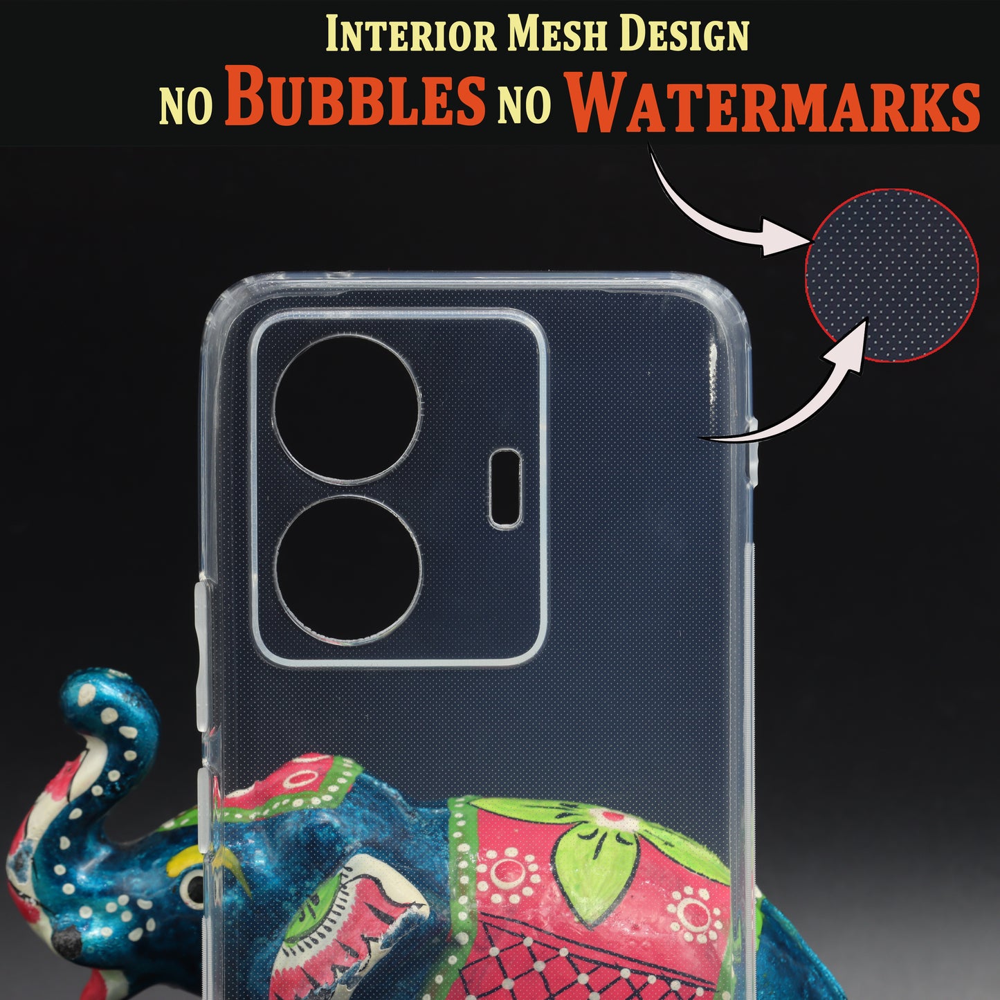 VAKIBO Super Premium Soft TPU Transparent Case With Dustplug,Side Grip,Corner Protection,lanyard Cuts,Camera Protection Suitable for Vivo T1 Pro