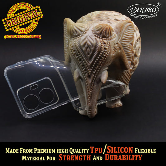 VAKIBO Super Premium Soft TPU Transparent Case With Dustplug,Side Grip,Corner Protection,lanyard Cuts,Camera Protection Suitable for Vivo T1 44W