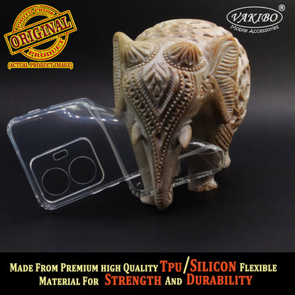 VAKIBO Super Premium Soft TPU Transparent Case With Dustplug,Side Grip,Corner Protection,lanyard Cuts,Camera Protection Suitable for Iqoo Z6 44W