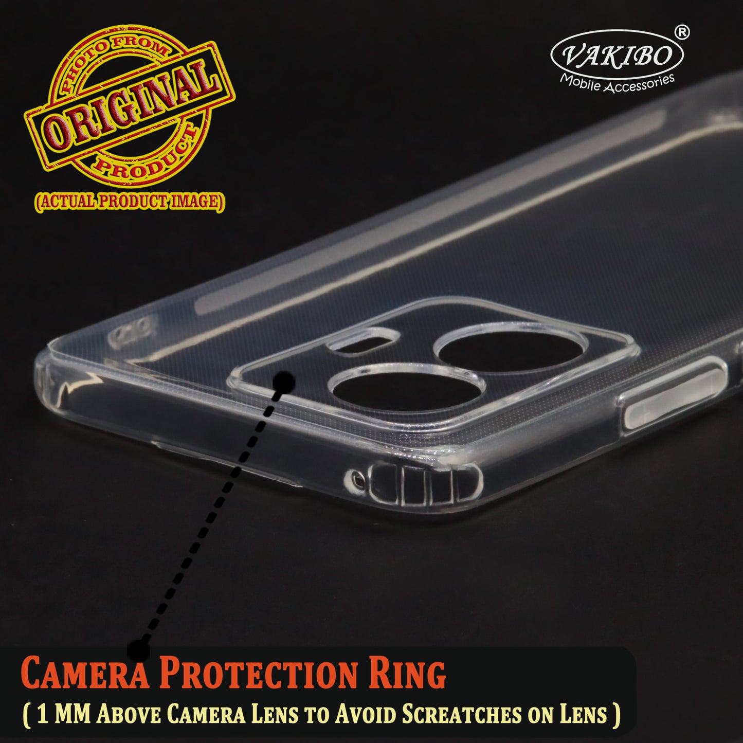 VAKIBO Super Premium Soft TPU Transparent Case With Dustplug,Side Grip,Corner Protection,lanyard Cuts,Camera Protection Suitable for Vivo T1 44W