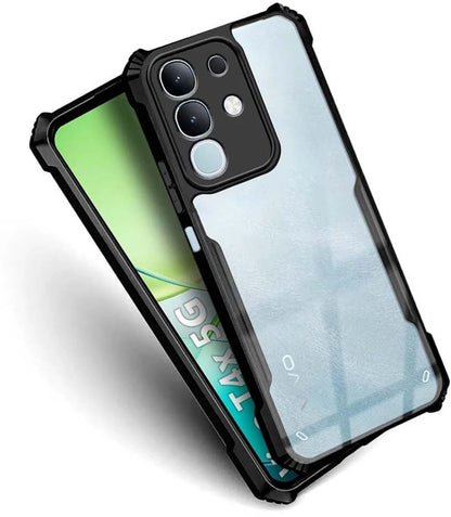 VAKIBO Best Selling Black and Transparent Back Cover Case Made With Soft TPU and Acrylic With 4 Corner and Camera Protection Suitable for Vivo T4X