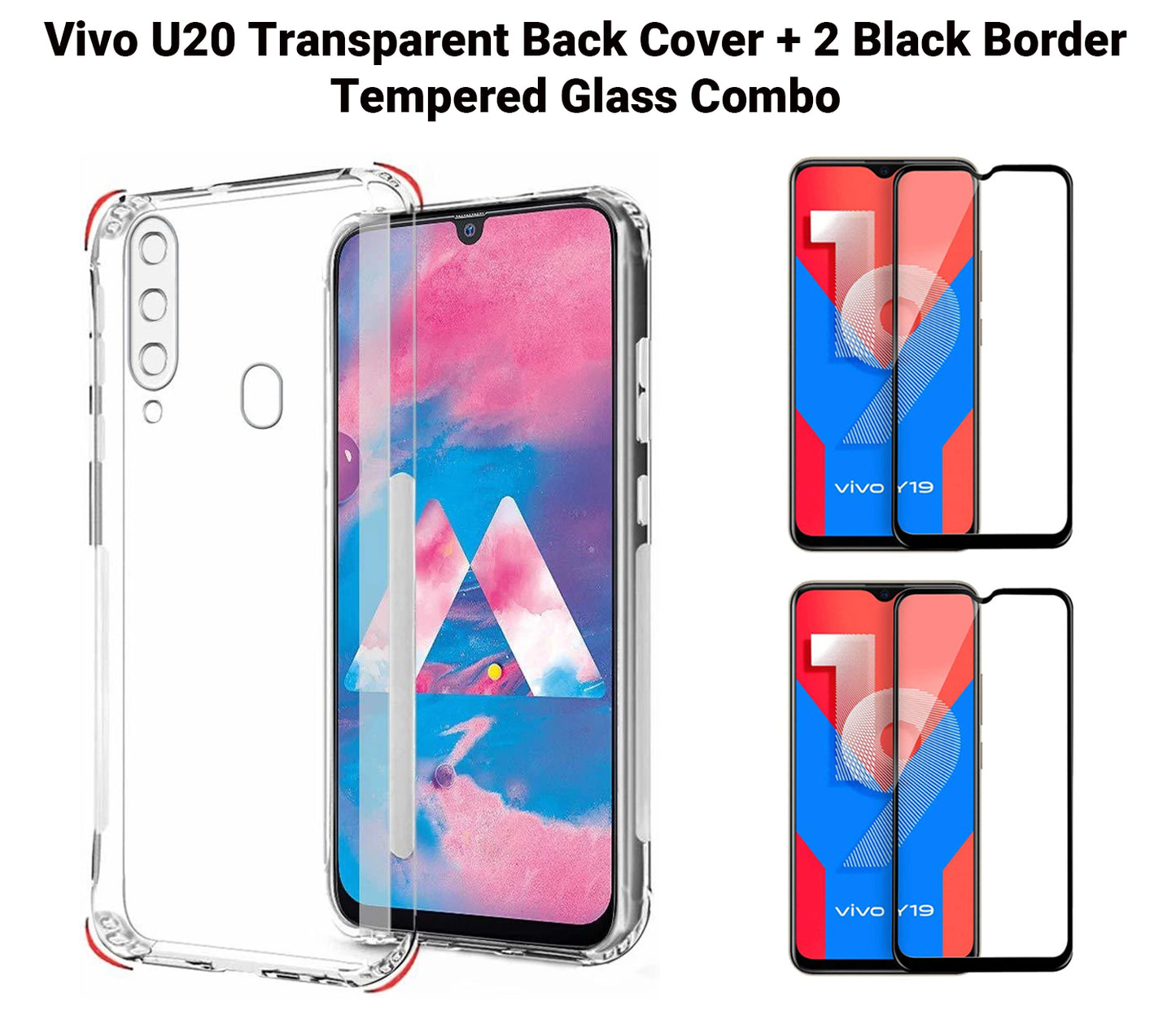 VAKIBO Super Premium Soft TPU Transparent Case With Dustplug,Side Grip,Corner Protection,lanyard Cuts,Camera Protection Suitable for Vivo U20
