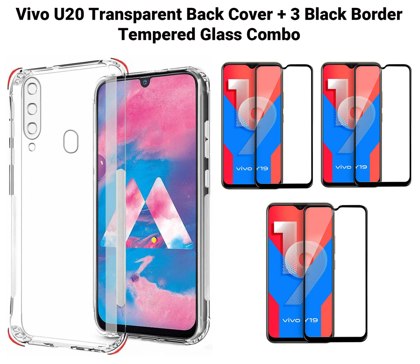 VAKIBO Super Premium Soft TPU Transparent Case With Dustplug,Side Grip,Corner Protection,lanyard Cuts,Camera Protection Suitable for Vivo U20
