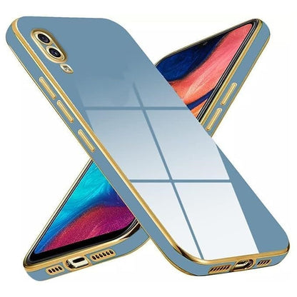 VAKIBO Golden Chrome Border Steel Blue Coloured Soft TPU Back Cover Case With Camera Protection Suitable for Vivo V11Pro