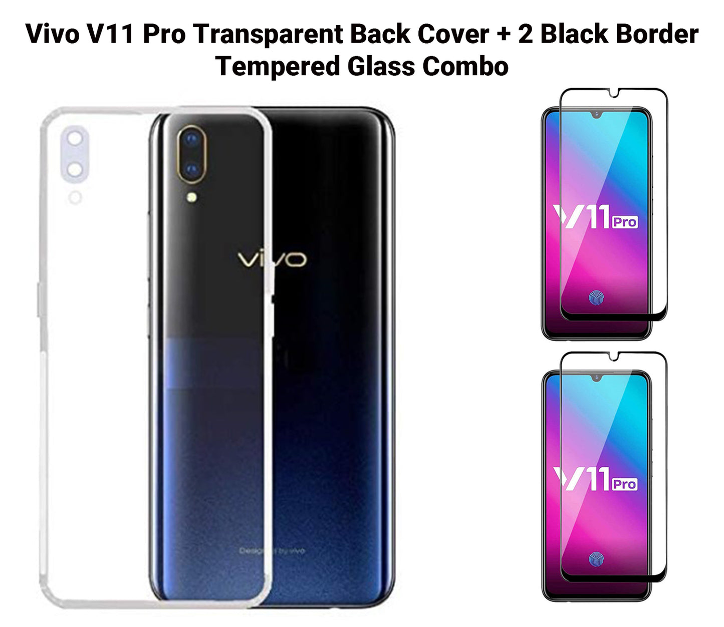 VAKIBO Super Premium Soft TPU Transparent Case With Dustplug,Side Grip,Corner Protection,lanyard Cuts,Camera Protection Suitable for Vivo V11 Pro