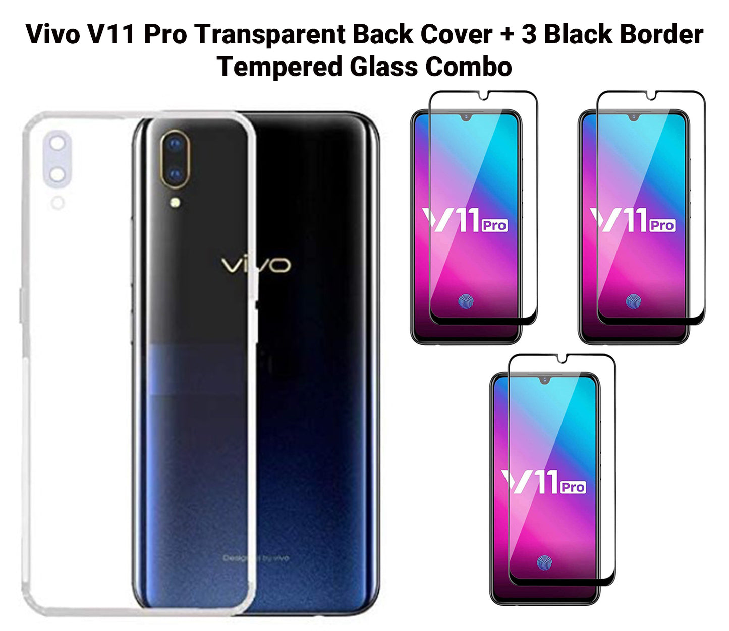 VAKIBO Super Premium Soft TPU Transparent Case With Dustplug,Side Grip,Corner Protection,lanyard Cuts,Camera Protection Suitable for Vivo V11 Pro