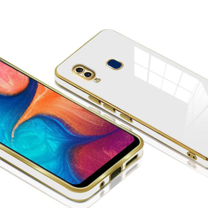 VAKIBO Golden Chrome Border White Coloured Soft TPU Back Cover Case With Camera Protection Suitable for Vivo V11