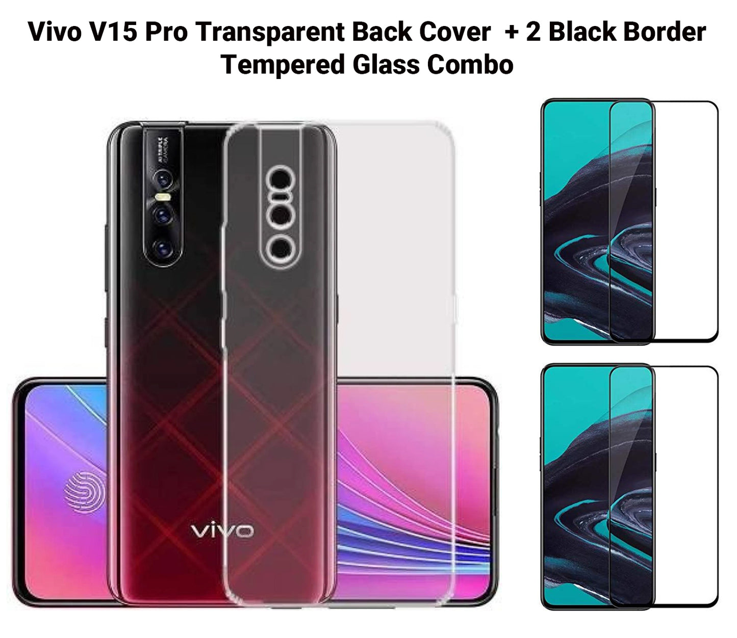 VAKIBO Super Premium Soft TPU Transparent Case With Dustplug,Side Grip,Corner Protection,lanyard Cuts,Camera Protection Suitable for Vivo V15 Pro