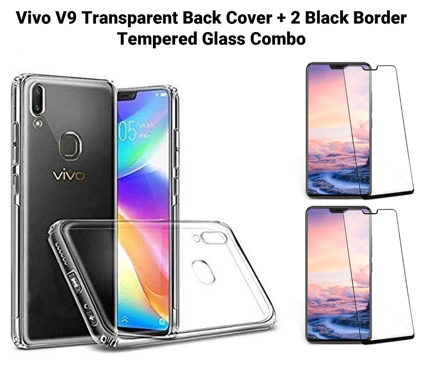 VAKIBO Super Premium Soft TPU Transparent Case With Dustplug,Side Grip,Corner Protection,lanyard Cuts,Camera Protection Suitable for Vivo V9