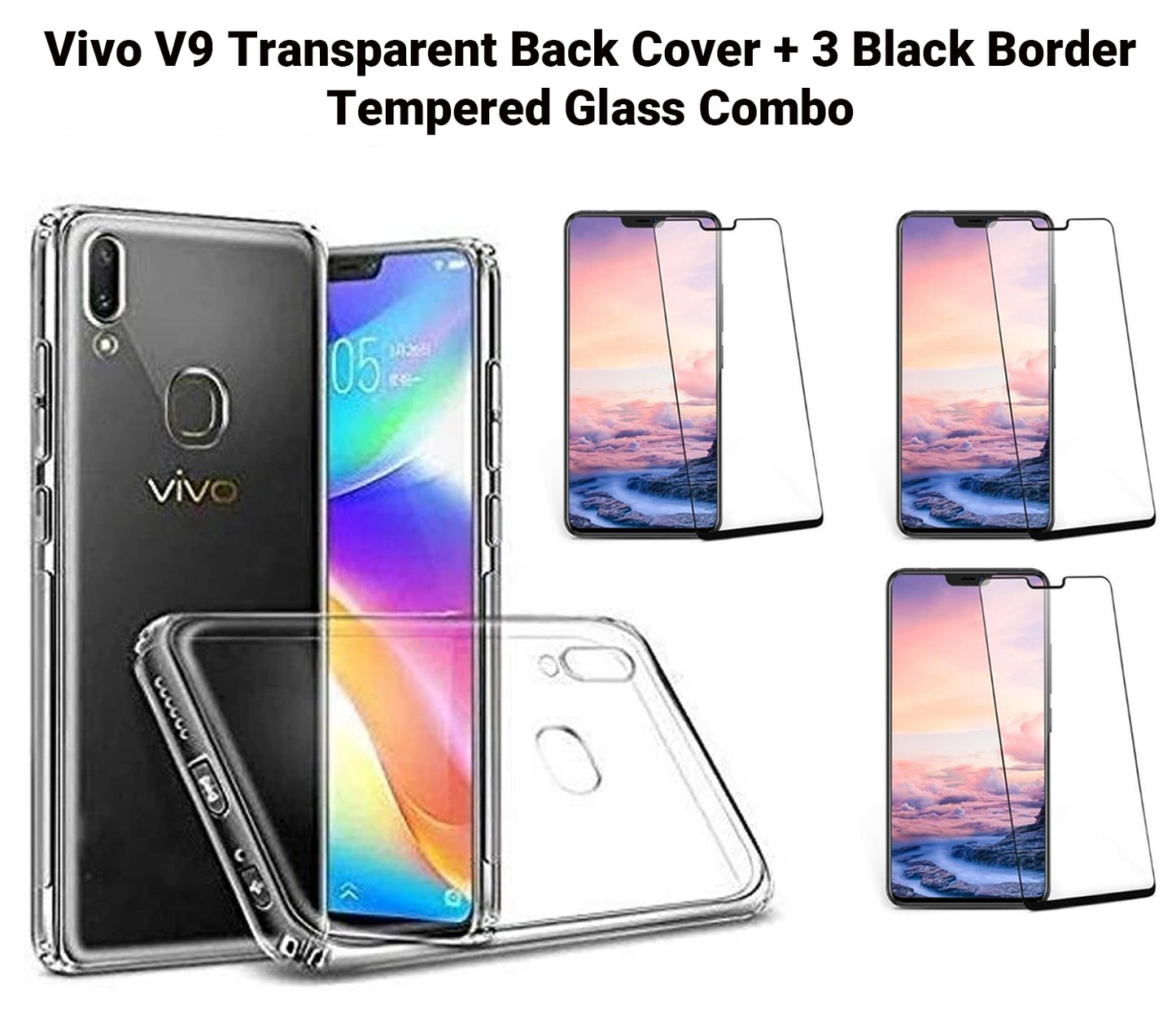 VAKIBO Super Premium Soft TPU Transparent Case With Dustplug,Side Grip,Corner Protection,lanyard Cuts,Camera Protection Suitable for Vivo V9