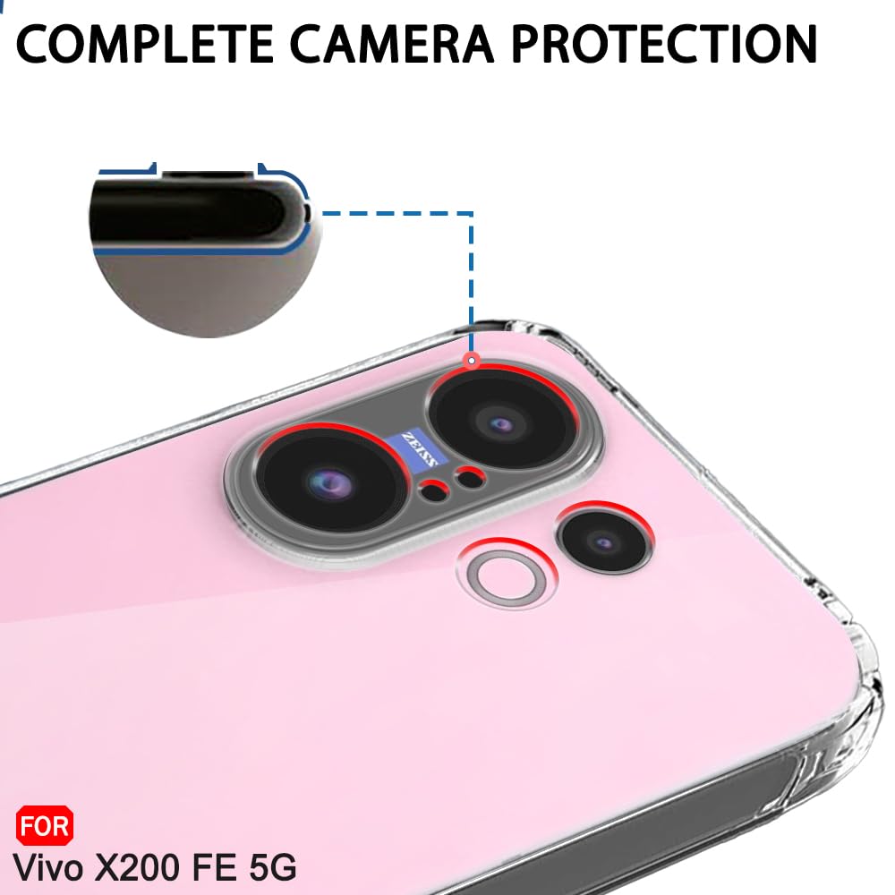 VAKIBO Premium Clear 1.5MM Thick Transparent Soft TPU Rubber Back Cover Case With Camera Protection Suitable for Vivo X200FE