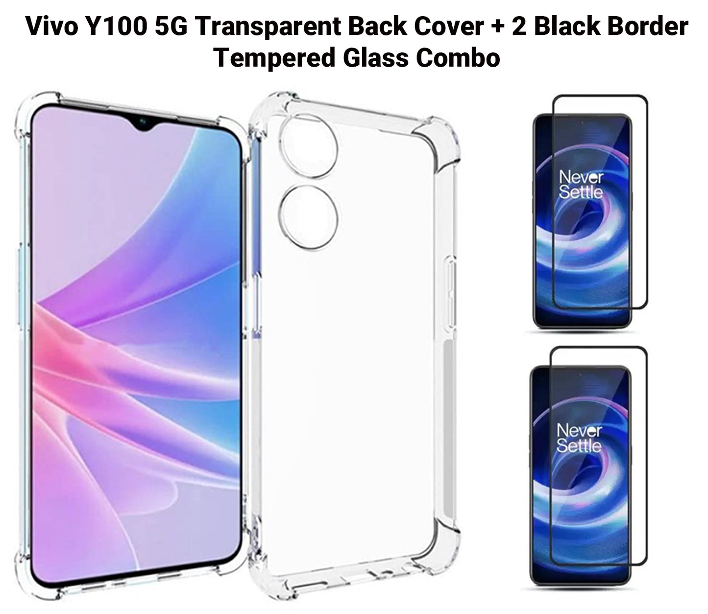 VAKIBO Premium Clear 1.5MM Thick Transparent Soft TPU Rubber Back Cover Case With Camera Protection Suitable for Vivo Y100 5G
