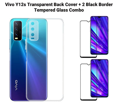 VAKIBO Super Premium Soft TPU Transparent Case With Dustplug,Side Grip,Corner Protection,lanyard Cuts,Camera Protection Suitable for Vivo Y12s