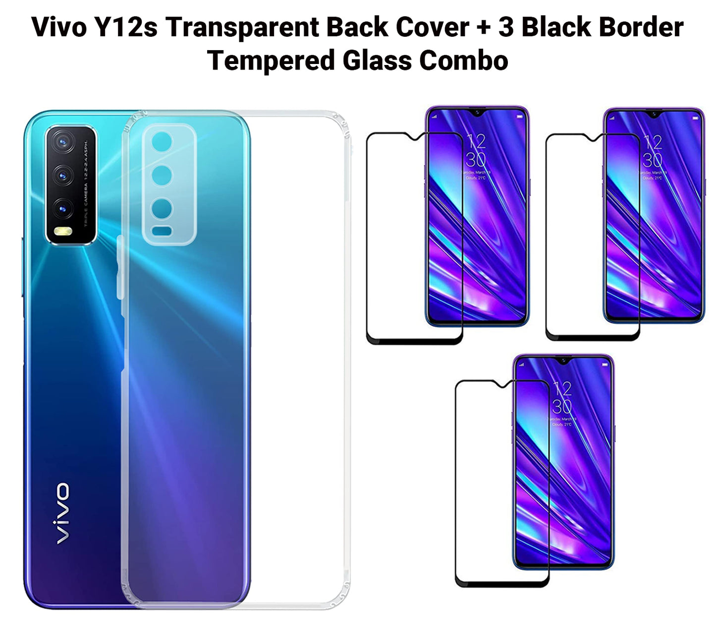 VAKIBO Super Premium Soft TPU Transparent Case With Dustplug,Side Grip,Corner Protection,lanyard Cuts,Camera Protection Suitable for Vivo Y12s