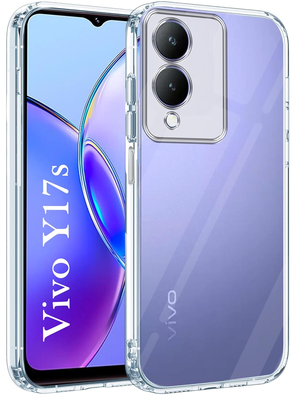 VAKIBO Premium Clear 1.5MM Thick Transparent Soft TPU Rubber Back Cover Case With Camera Protection Suitable for Vivo Y17S