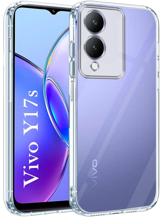 VAKIBO Premium Clear 1.5MM Thick Transparent Soft TPU Rubber Back Cover Case With Camera Protection Suitable for Vivo Y17S