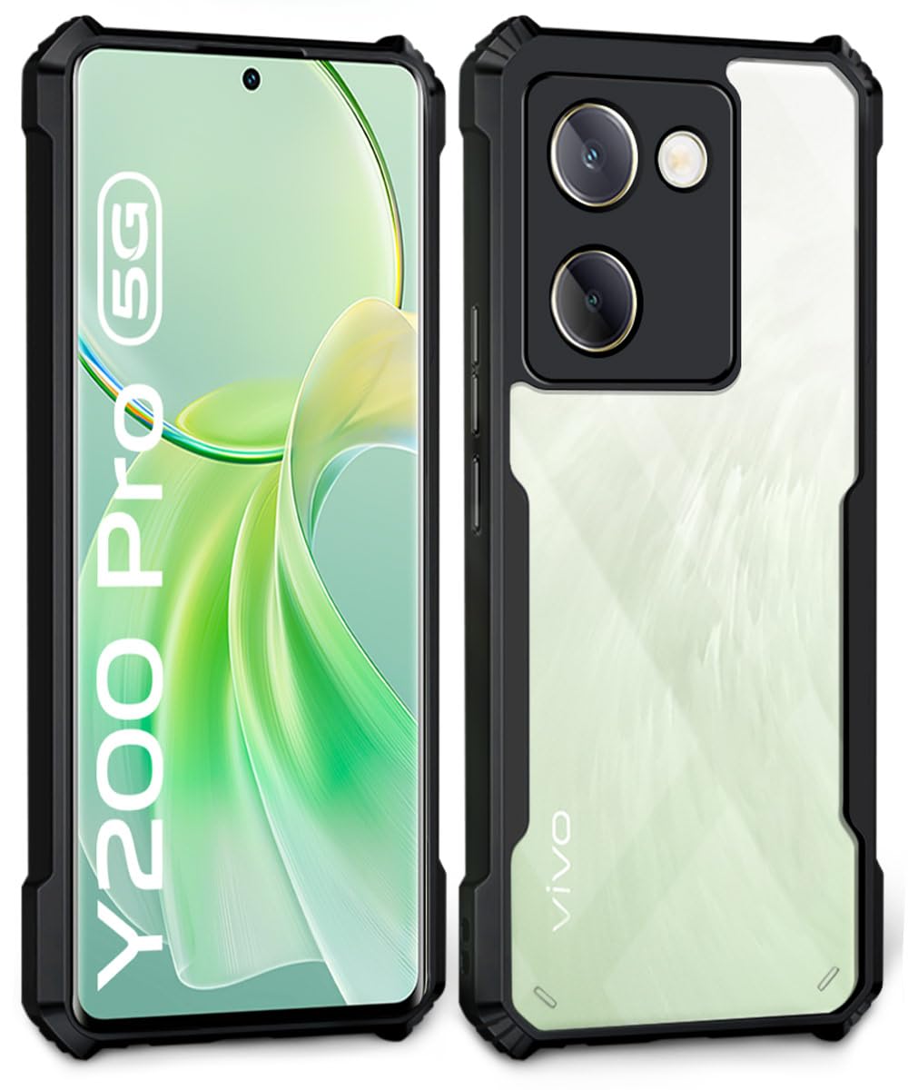 VAKIBO Super Premium Black Border Transparent Case With Corner Protection &Camera Protection Suitable for Vivo Y200 Pro
