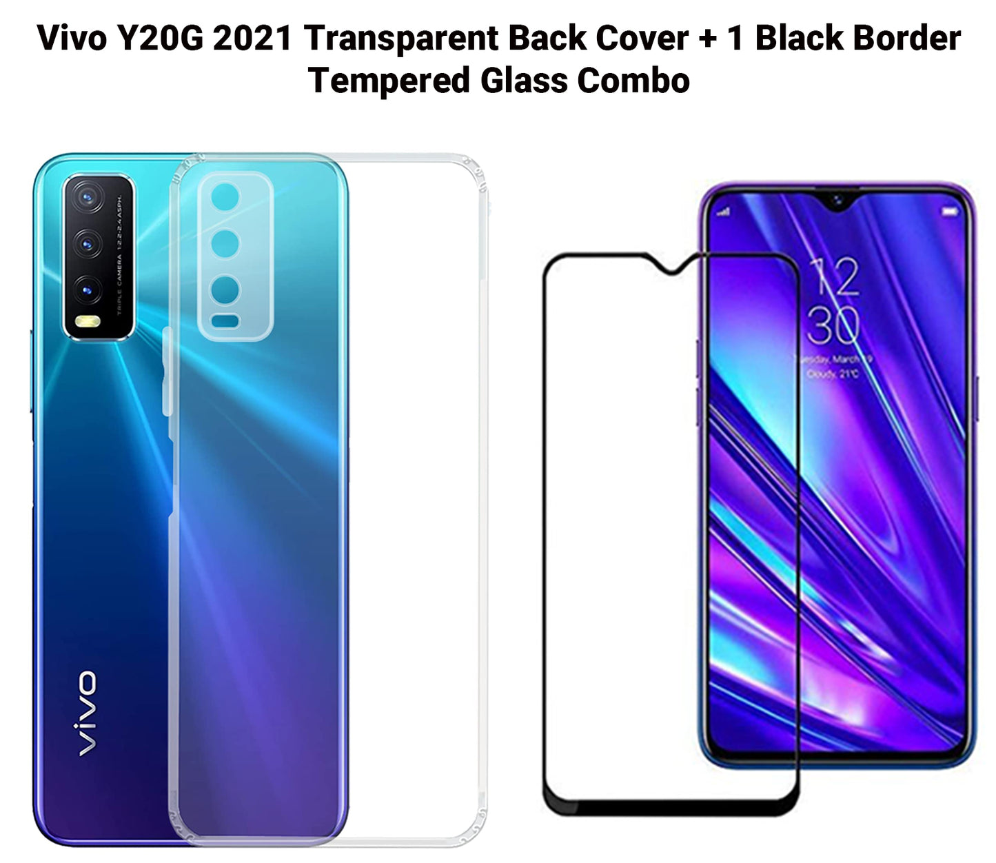 VAKIBO Super Premium Soft TPU Transparent Case With Dustplug,Side Grip,Corner Protection,lanyard Cuts,Camera Protection Suitable for Vivo Y20G 2021