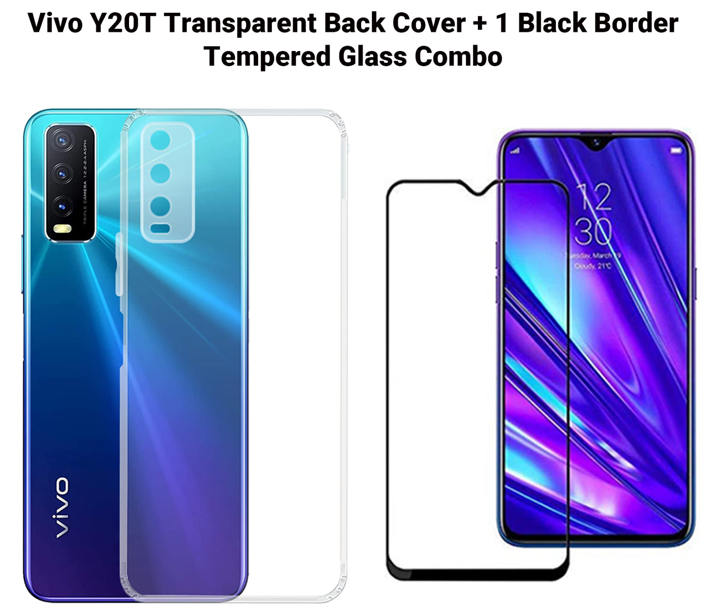 VAKIBO Super Premium Soft TPU Transparent Case With Dustplug,Side Grip,Corner Protection,lanyard Cuts,Camera Protection Suitable for Vivo Y20T