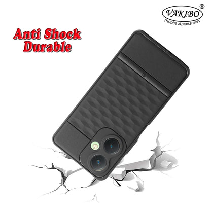 VAKIBO Parallax Design Black Coloured Soft TPU Rubber Back Cover Case With Camera Protection Ring Suitable for Vivo Y27