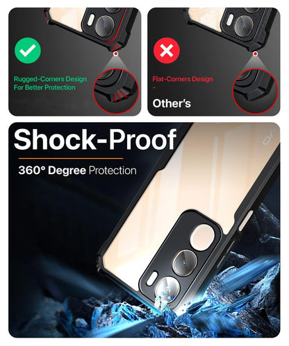 VAKIBO Best Selling Black and Transparent Coloured Made With Soft TPU and Acrylic Back Cover Case With 4 Corner and Camera Protection Suitable for Vivo Y29