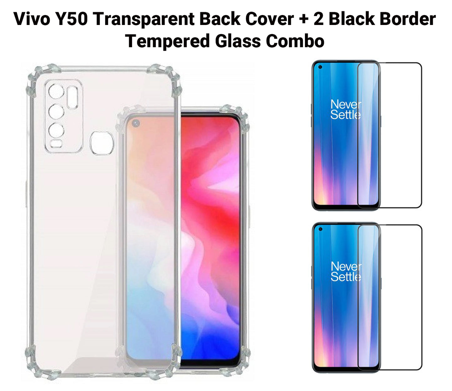 VAKIBO Super Premium Soft TPU Transparent Case With Dustplug,Side Grip,Corner Protection,lanyard Cuts,Camera Protection Suitable for Vivo Y50