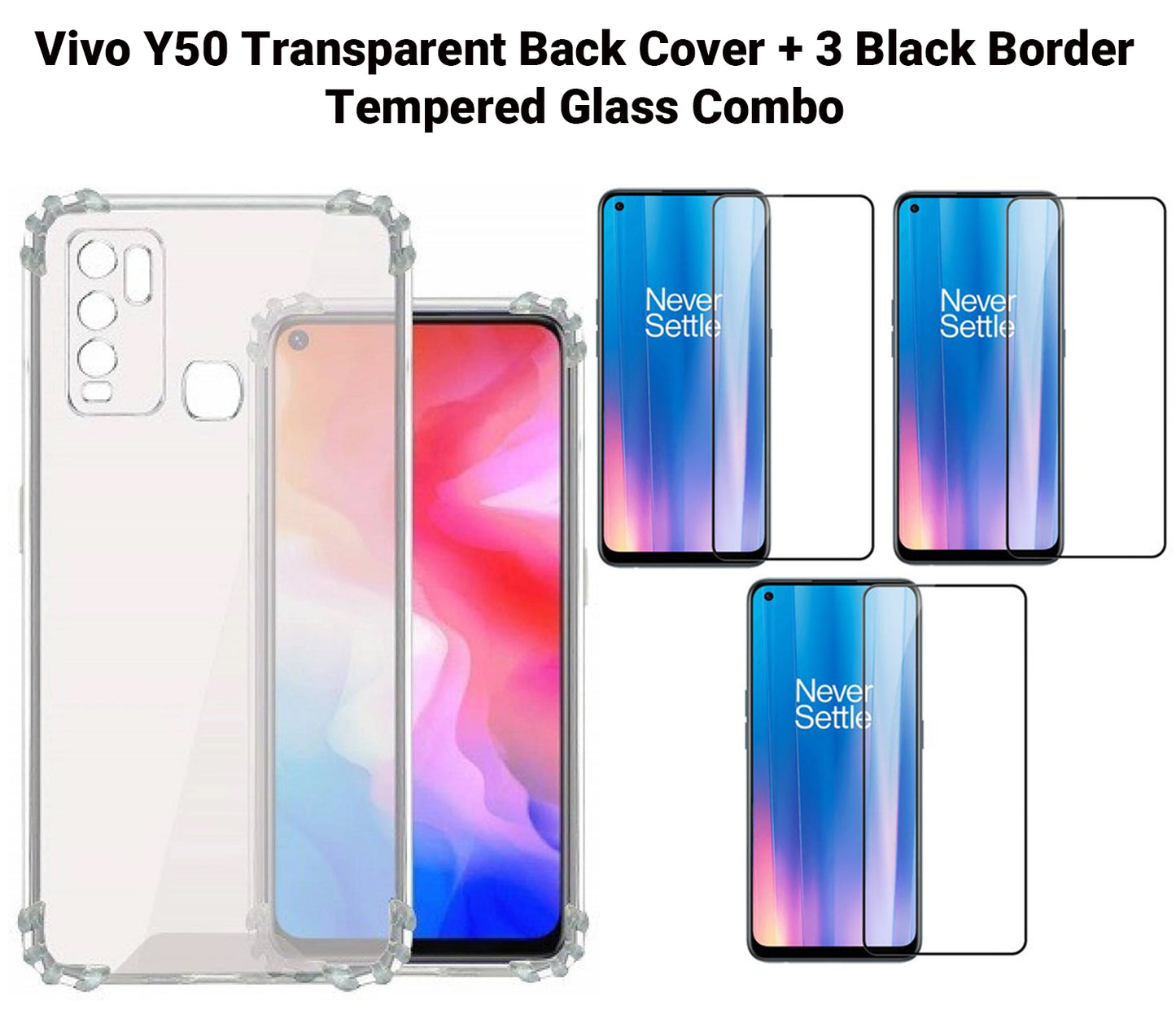 VAKIBO Super Premium Soft TPU Transparent Case With Dustplug,Side Grip,Corner Protection,lanyard Cuts,Camera Protection Suitable for Vivo Y50