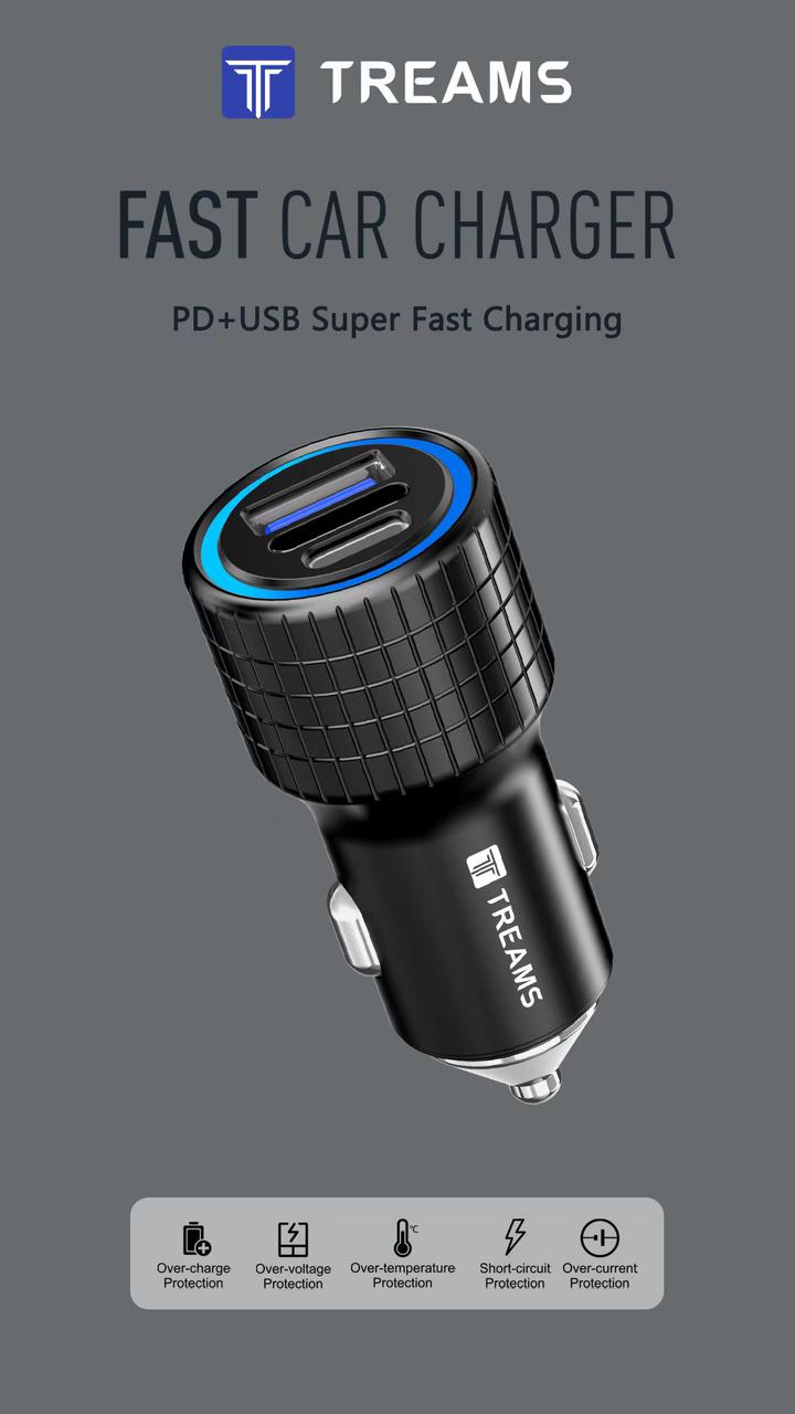 Car Charger USB 80W PD+Super Fast QC3.0 -CC-05 Treams